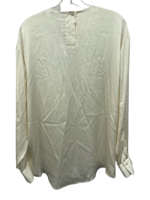 Equipment Size M White Silk Satin Button Close pocket Long Sleeve Top White / M