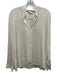 Vince Size M Ivory White Silk Blend Hidden buttons Collarless Long Sleeve Top Ivory White / M