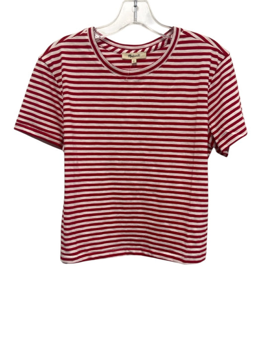 Madewell Size S Red & White Pima Cotton Stripe Crop short sleeve Top Red & White / S