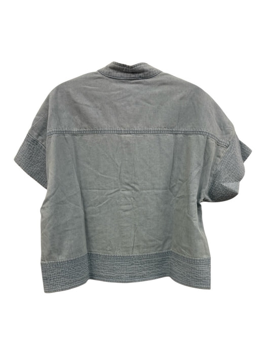 Tuckernuck Size S Light Blue Cotton Chambray Button Up Mock Neck Top Light Blue / S