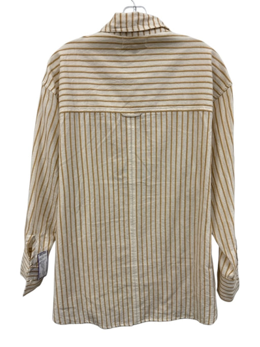 Apiece Apart Size XS Yellow & Cream Cotton & Linen Button Down Stripe pocket Top Yellow & Cream / XS