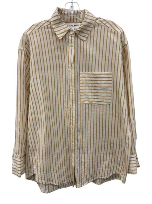 Apiece Apart Size XS Yellow & Cream Cotton & Linen Button Down Stripe pocket Top Yellow & Cream / XS
