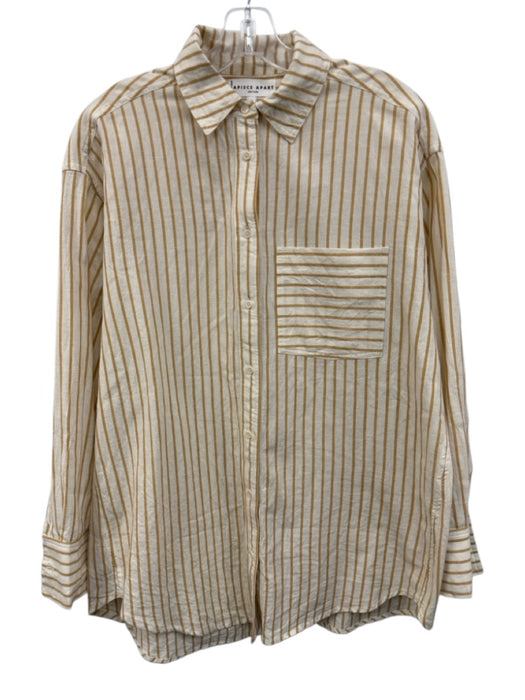 Apiece Apart Size XS Yellow & Cream Cotton & Linen Button Down Stripe pocket Top Yellow & Cream / XS