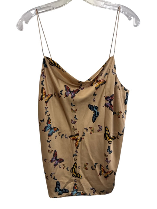 Cami NYC Size M Gold, Blue, Multi Silk Blend Butterflies Cowl neck Top Gold, Blue, Multi / M