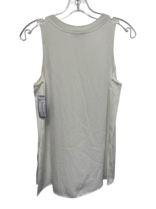 Vince Size S White Triacetate Ribbed Collar Sleeveless Top White / S