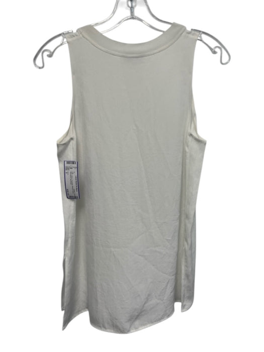 Vince Size S White Triacetate Ribbed Collar Sleeveless Top White / S