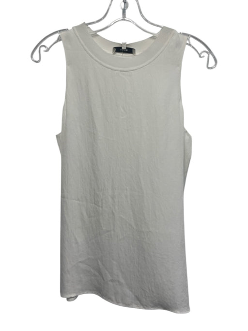 Vince Size S White Triacetate Ribbed Collar Sleeveless Top White / S
