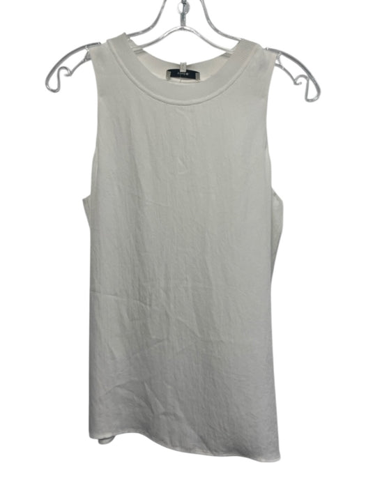 Vince Size S White Triacetate Ribbed Collar Sleeveless Top White / S