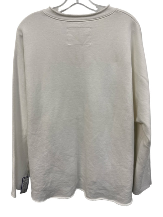 Frank & Eileen Size M White Cotton Raw Edge Long Sleeve Sweater White / M