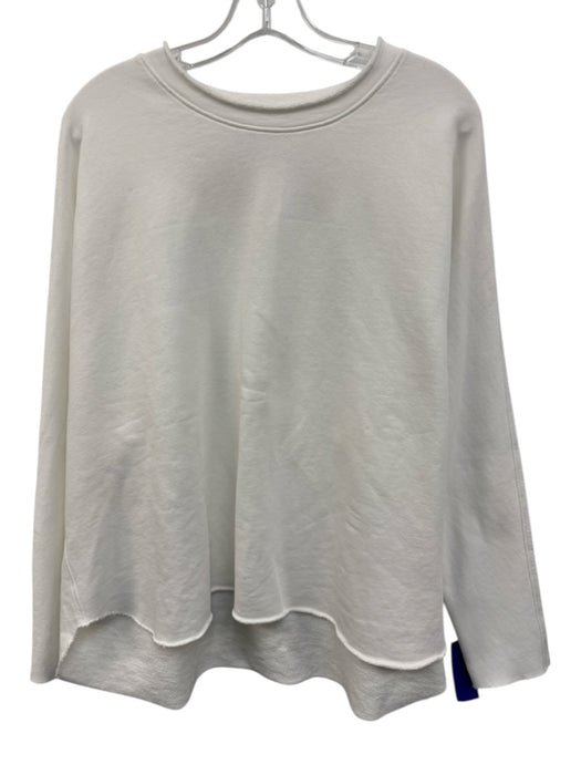 Frank & Eileen Size M White Cotton Raw Edge Long Sleeve Sweater White / M