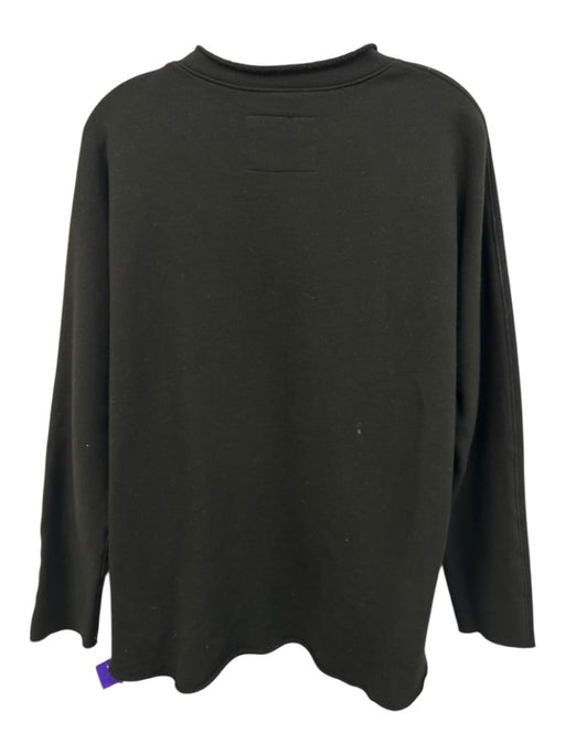 Frank & Eileen Size M Black Cotton Raw Edge Long Sleeve Sweater Black / M