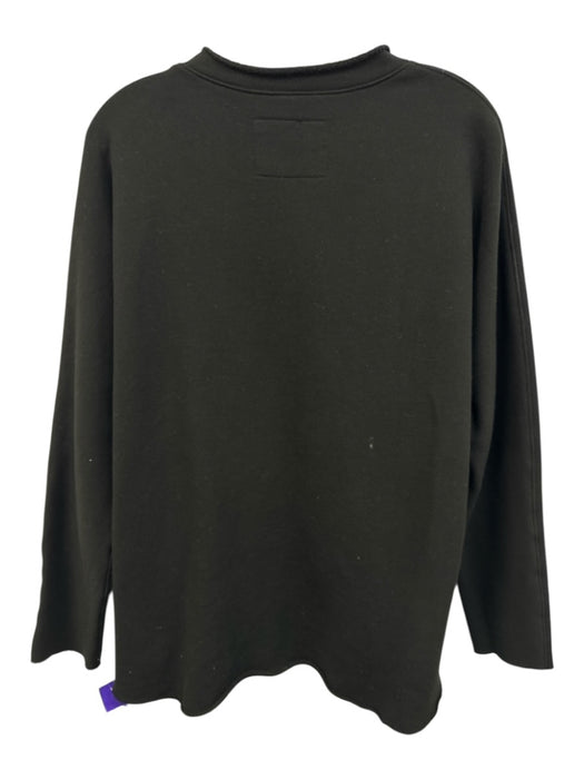 Frank & Eileen Size M Black Cotton Raw Edge Long Sleeve Sweater Black / M