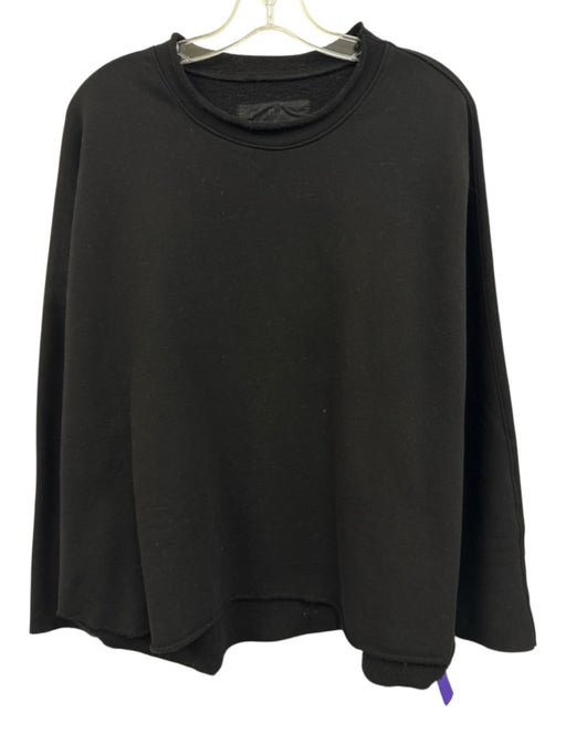 Frank & Eileen Size M Black Cotton Raw Edge Long Sleeve Sweater Black / M