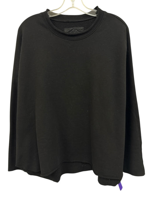 Frank & Eileen Size M Black Cotton Raw Edge Long Sleeve Sweater Black / M