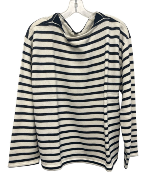 J. Crew Size S Navy Blue & White Cotton Stripe Boatneck Long Sleeve Sweater Navy Blue & White / S