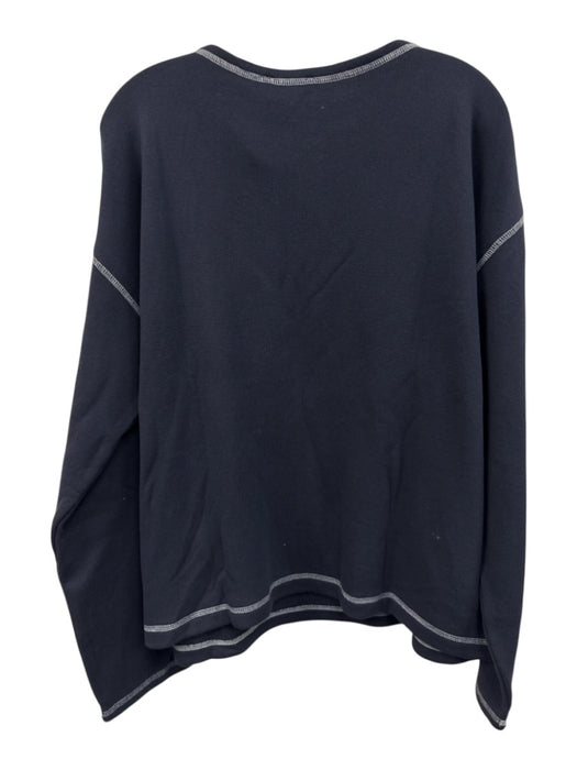 J. Crew Size M Navy Blue Cotton Contrast Stitch Boatneck Long Sleeve Sweater Navy Blue / M