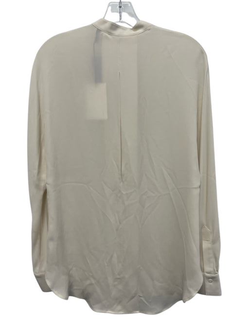 Theory Size M Cream Silk pleat back Long Sleeve Button Down Top Cream / M