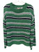 J. Crew Size M Green, White, Navy Cotton Blend Chunky Knit Stripe Sweater Green, White, Navy / M
