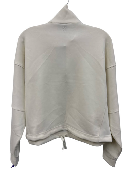 Sweaty Betty Size 8 Ivory White Polyester Blend Mock Neck Half Zip Sweater Ivory White / 8