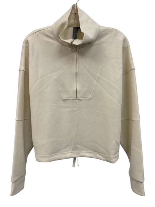 Sweaty Betty Size 8 Ivory White Polyester Blend Mock Neck Half Zip Sweater Ivory White / 8