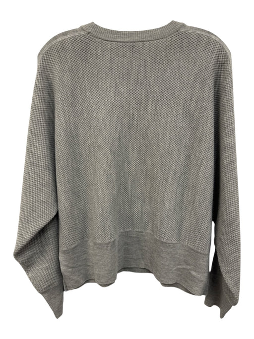 Vince Size S Gray Wool & Silk Waffle Knit Ribbed Trim Long Sleeve Sweater Gray / S