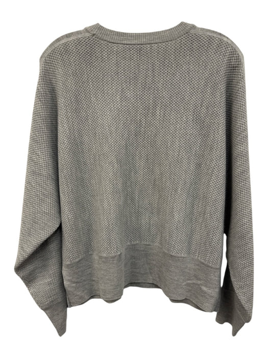 Vince Size S Gray Wool & Silk Waffle Knit Ribbed Trim Long Sleeve Sweater Gray / S