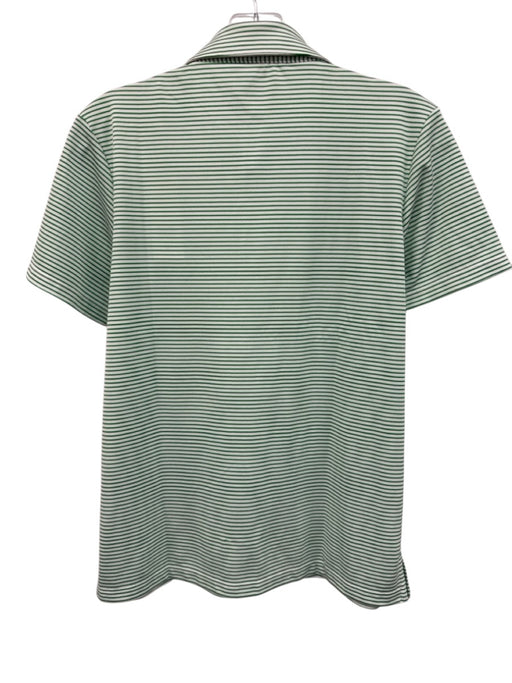 Tory Sport Size M Green & White Polyester Ruffle Stripe Short Sleeve Polo Top Green & White / M