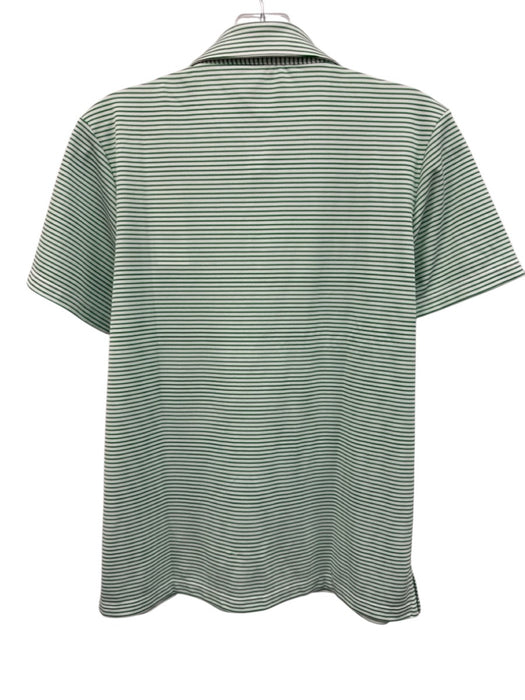 Tory Sport Size M Green & White Polyester Ruffle Stripe Short Sleeve Polo Top Green & White / M