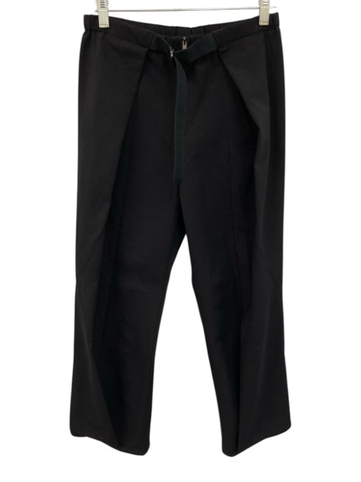 Zero + Maria Cornejo Size 4 Black Polyester Collarless Pleat Straight Leg Pants Black / 4
