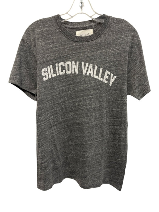 Wheat Size M Gray & Cream Polyester Blend Heathered Short Sleeve T Shirt Top Gray & Cream / M