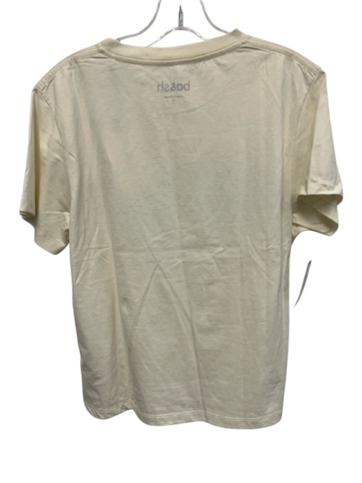 Ba&sh Size M / 2 Cream & Black Cotton Short Sleeve Logo T Shirt Top Cream & Black / M / 2