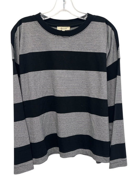 Madewell Size S Black & White Cotton Horizontal Stripes Long Sleeve Top Black & White / S