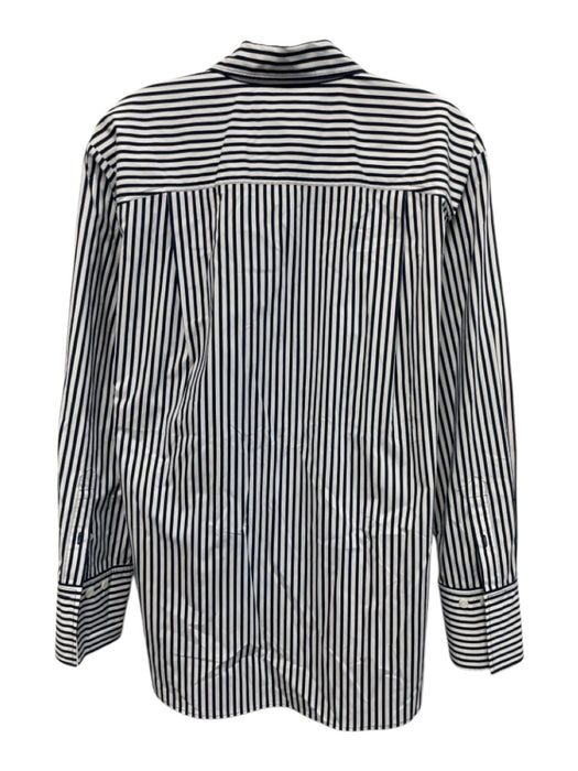 Frame Size S Black & White Organic Cotton Button Vertical Stripes Top Black & White / S