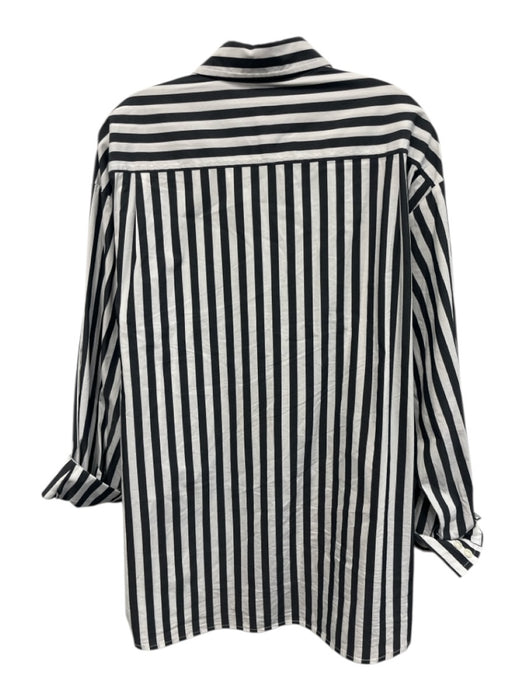 The Frankie Shop Size XL Charcoal Gray & White Cotton Vertical Stripes Top Charcoal Gray & White / XL
