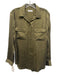 Equipment Size L Olive Green Silk Button Front Pockets Collar Long Sleeve Top Olive Green / L