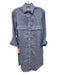 Emily Phillips Size L / 3 Chambray Blue Linen Button Front Pockets Dress Chambray Blue / L / 3