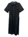 J Crew Size M Black Cotton Smocked Maxi Short Sleeve Collar Dress Black / M