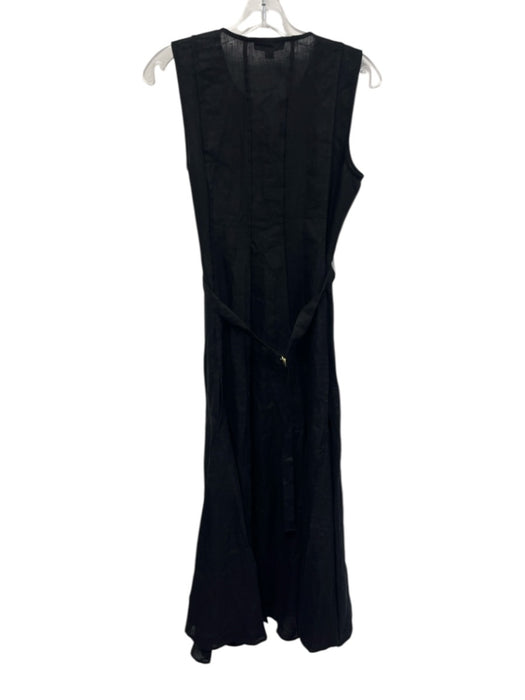 J Crew Size S Black Linen Button Down Pintuck Sleeveless Maxi Dress Black / S