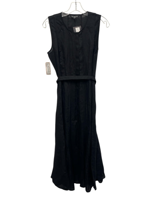 J Crew Size S Black Linen Button Down Pintuck Sleeveless Maxi Dress Black / S