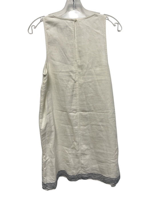 J Crew Size S Cream & Blue Linen Front Pocket horizonatal stripe Dress Cream & Blue / S