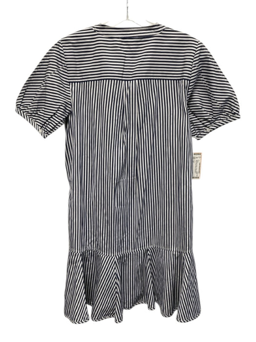 J Crew Size XS Navy Blue & White Cotton Vertical Stripes Short Sleeve Dress Navy Blue & White / XS
