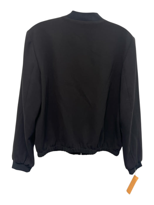 Theory Size M Black Triacetate Blend Zip Front Long Sleeve Bomber Jacket Black / M