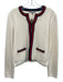 J Crew Size M Cream, Navy Blue, Red Cotton Hook & Eye Web Stripe Knit Jacket Cream, Navy Blue, Red / M