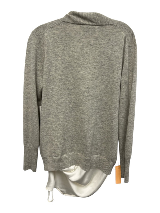 Brochu Walker Size M Gray & White Wool & Cashmere Fabric Block Surplice Sweater Gray & White / M