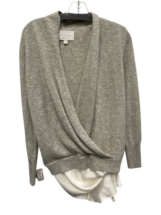 Brochu Walker Size M Gray & White Wool & Cashmere Fabric Block Surplice Sweater Gray & White / M