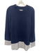 Brochu Walker Size L Navy Blue & White Wool & Cashmere Shirt Hem Sweater Navy Blue & White / L