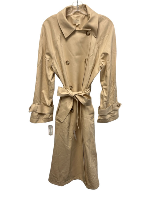 Sezane Size S / 38 Light Beige Viscose & Cotton Double Breast Sash Trench Coat Light Beige / S / 38