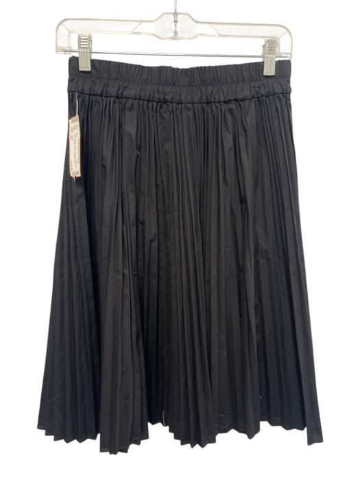 J Crew Size XS Black Cotton Accordion Pleats Knee Length Elastic Waist Skirt Black / XS
