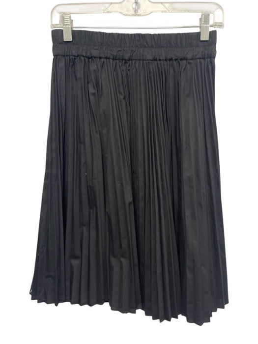 J Crew Size XS Black Cotton Accordion Pleats Knee Length Elastic Waist Skirt Black / XS