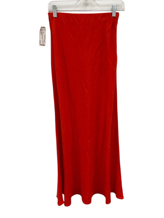 Madewell Size 2 Red Orange Linen Maxi Side Zip Stretch Waist Skirt Red Orange / 2